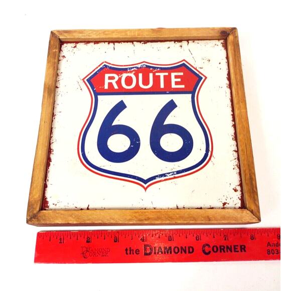Home Decor ROUTE 66 American Classic Collection Metal Sign Decor Wood Fram - Picture 6 of 9